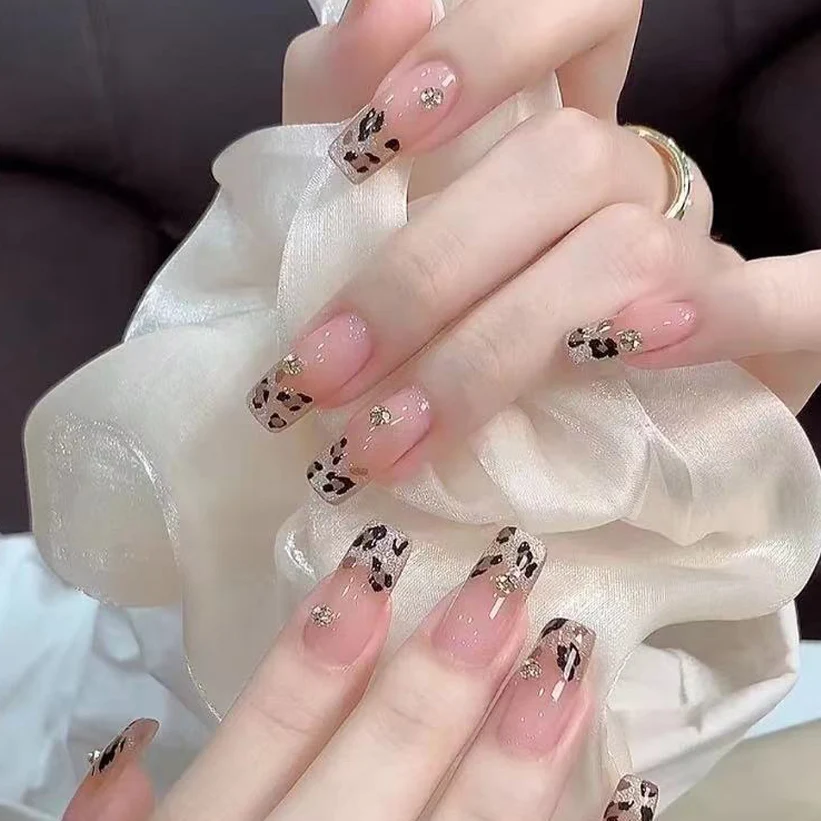 3pc popular leopardo impressão 3d adesivos de unhas bonito animal impressão diy manicure suprimentos francês coreano ouro preto arco unhas arte decalques