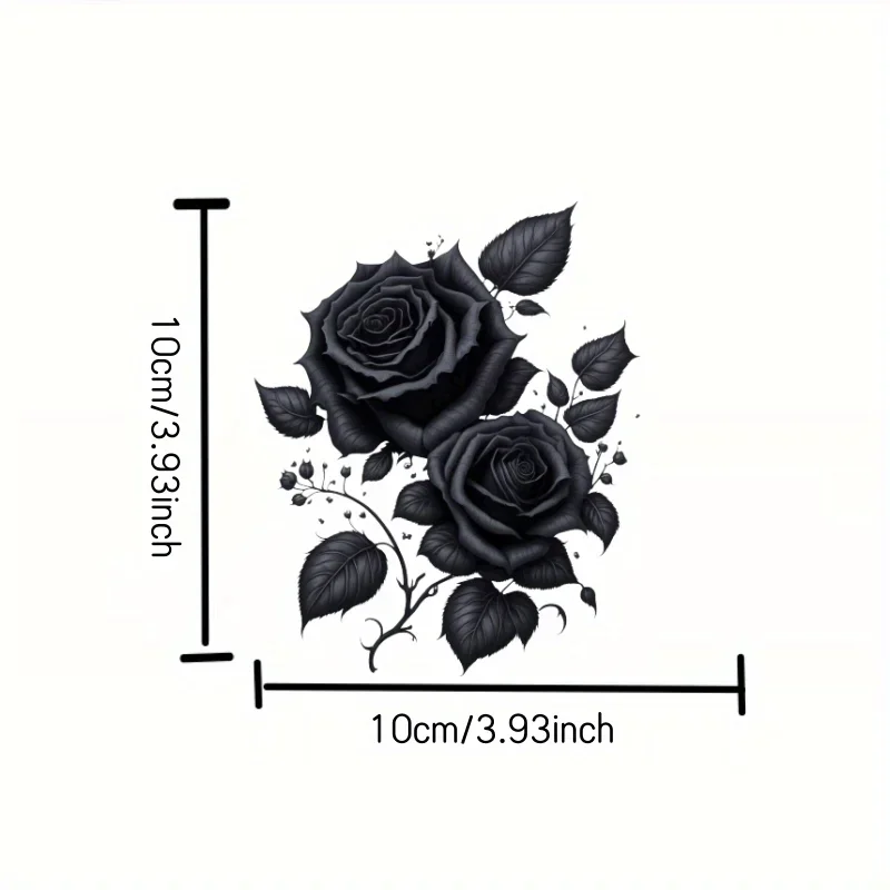 QF139 Black Rose Car Sticker, Professional Glamorous Eye-Catching Design, Glamorous Car Decal