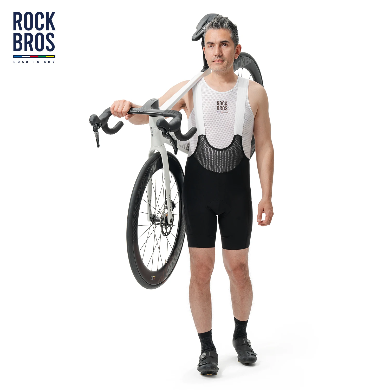 ROCKBROS ROAD TO SKY Summer Cycling Bib Shorts Lightweight High Elastic Breathable Shorts Soft Cushion Pad Men Cycling Shorts