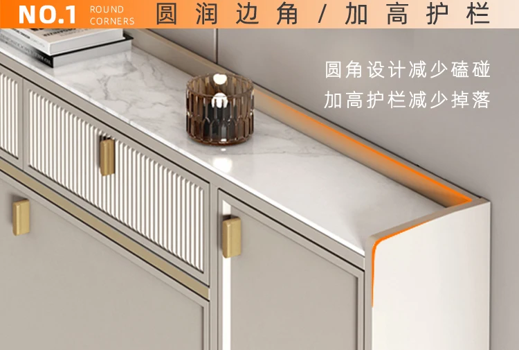 Ultra-thin tipping bucket shoe cabinet, ultra-narrow drawer at the door of the household, rock slab porch door, storage cabinet