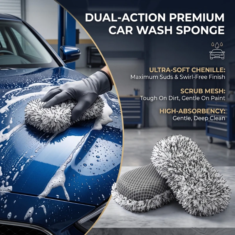 1Pc Professional Detailing Sponge, High-Density Large Car Wash Block, Deep Cleaning Foam Pad for Dirt & Grime Removal, Reusable