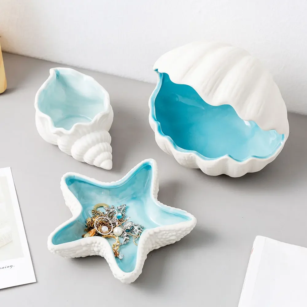 Cute Desktop Accessories Sea Shells Decoration Ceramic Storage Nordic Room Decor Home Decor Accessories for Room New Year Gift