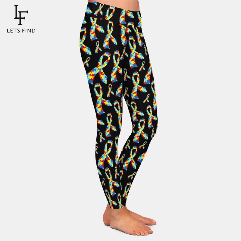 LETSFIND – Leggings de Fitness taille haute pour femmes, avec impression numérique et ruban, extensible, nouvelle collection