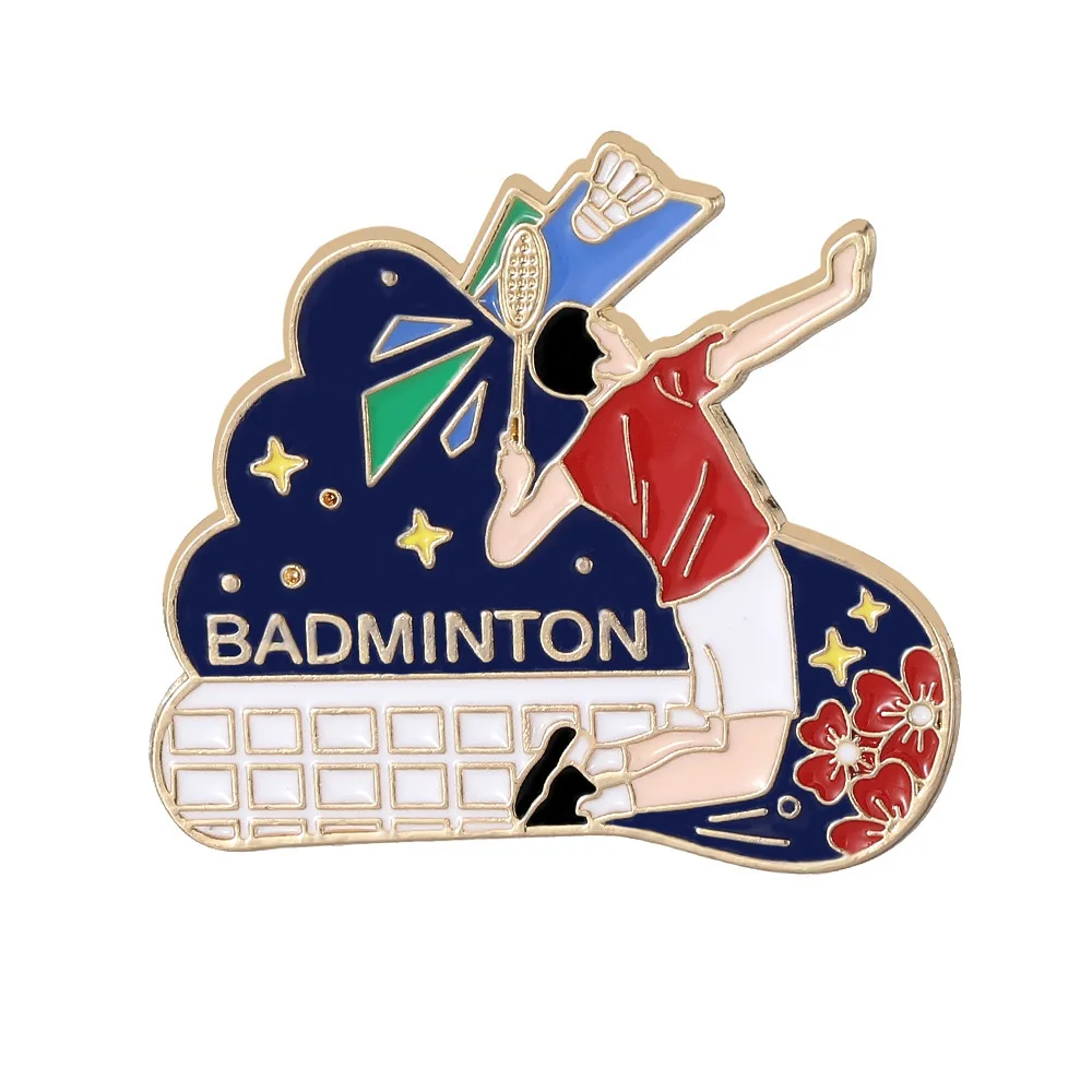 Sports Enthusiast Badge Pin for Table Tennis Badminton Football Volleyball Skiing Baseball Tennis DIY Clothes Decoration