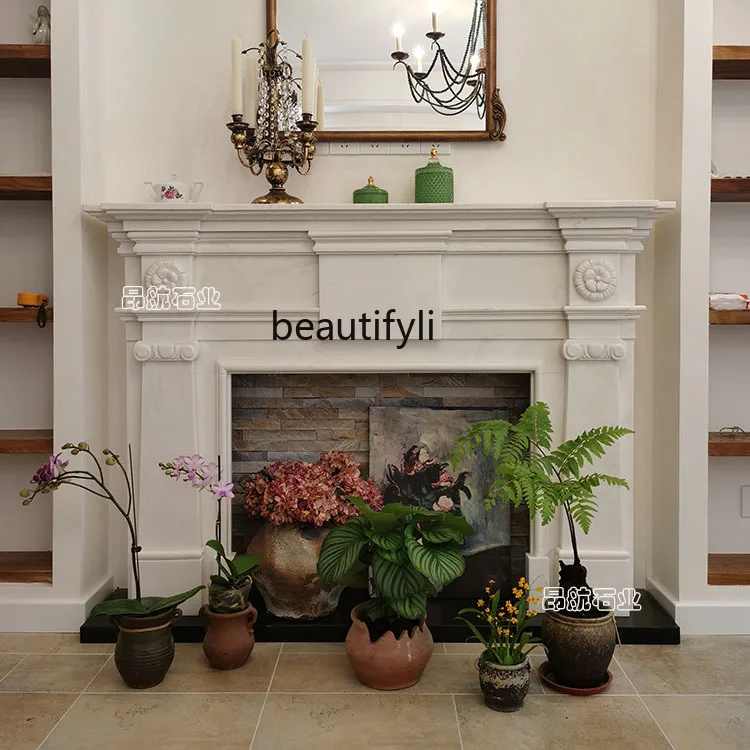 Marble mantel American marble relief decorative cabinet simulation flame heater