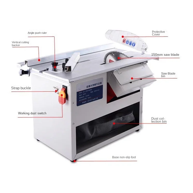 Cheap 1500W Adjustable Speed Electric Table Saw Dust-Free Sliding Miter Floor Woodworking Cutting Tool