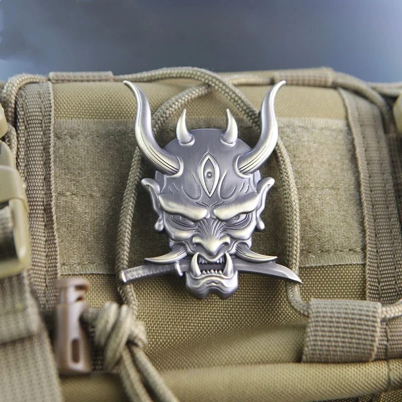 

Japanese Ghost Warrior Prajna Skeleton Hook & Loop armband 3D Metal Morale Badge Backpack Hats Decoration Patches