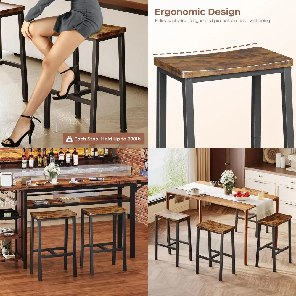 

Набор из 2 барных стульев-седла в деревенском коричневом стиле с подставками для ног, высота стойки для кухни и столовой