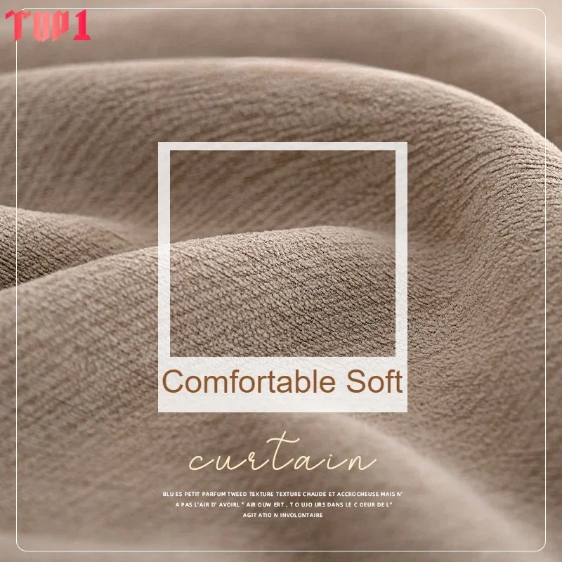 

Blackout Chenille Curtains for Living Room Jacquard Texture Cream Style Simple Light Luxury Bedroom Dining Thicken Custom Size