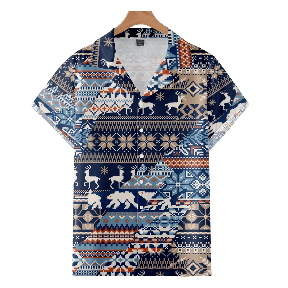 

Men's Fashion Cuban Style Hawaiian Pattern Panels Shirt 3D Print Cozy Casual Short Sleeve Beach Oversized Clothes 3