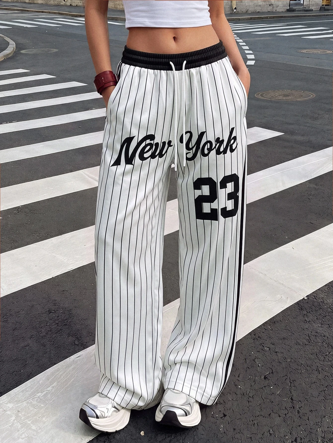 2026 Hotsale Unisex Black And White Striped British Print Track Pants,Retro Preppy Streetwear Hip Hop Style Casual Pants Gym