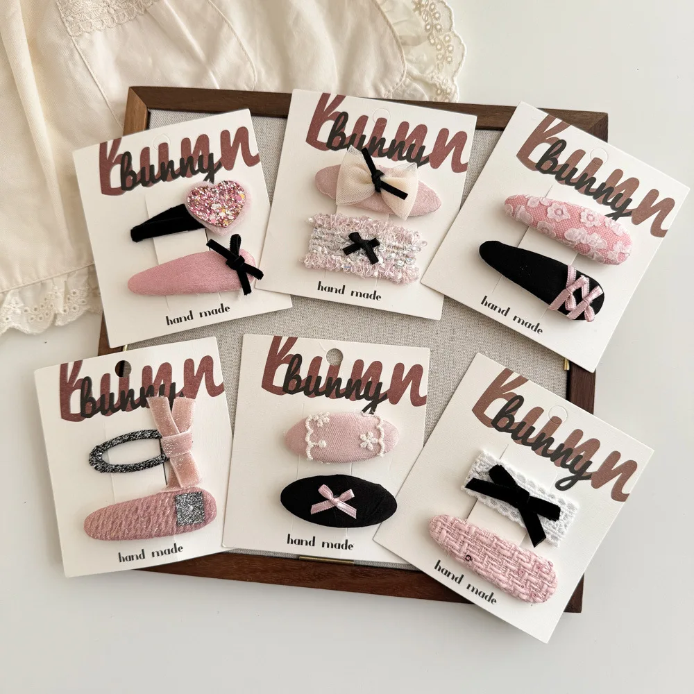 

2 шт./лот, розовая заколка для волос, милая тканевая кружевная заколка BB, заколки для головных уборов, заколка для волос с бантом, заколка для волос для маленьких девочек, аксессуары для волос, головной убор