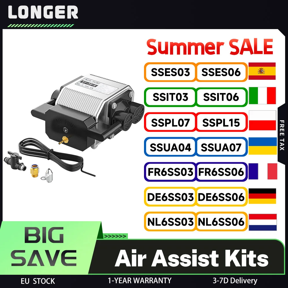 Kits d'assistance pneumatique pour graveur Laser RAY5 10W plus longs, débit d'air maximum de 30L/Min, AC 220V 50HZ, puissance maximale de 16W, pression maximale de 0,03 MPa, <60db