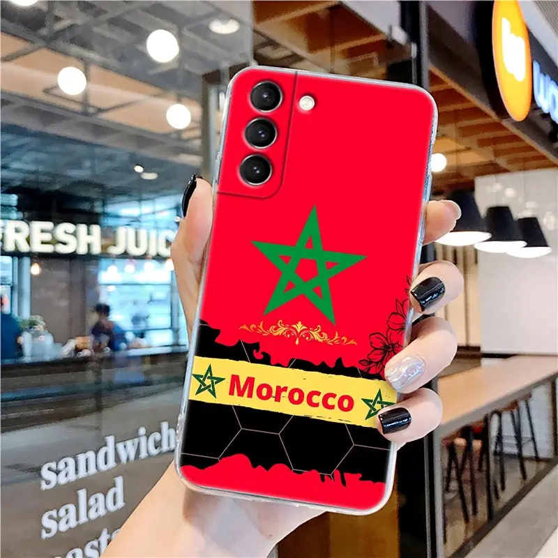 Morocco Flag Maroc Passport Clear Phone Case For Samsung Galaxy S24 S23 S22 Ultra 5G S20 S21 FE Plus A13 A54 Soft Silicone Cover