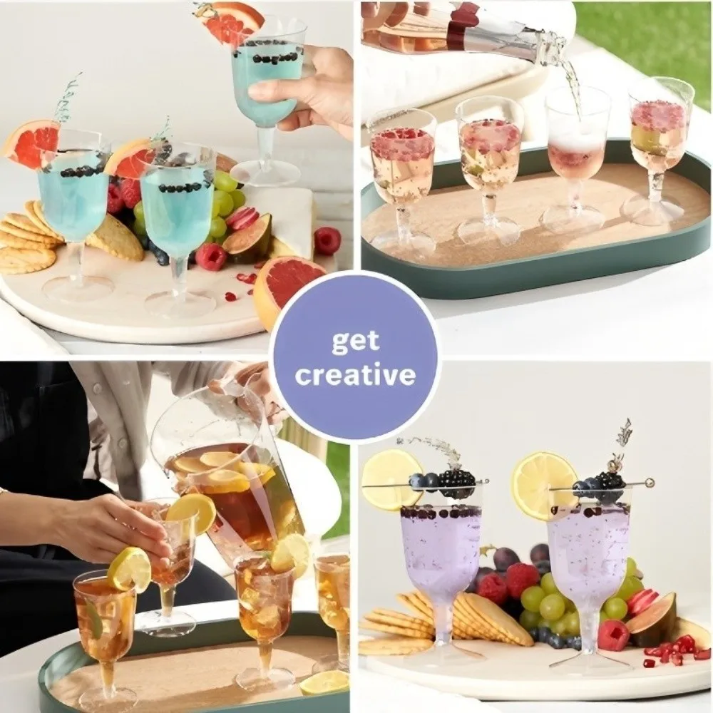 25pcs Transparent Disposable Wine Glasses 6 Oz Drinking Cup Plastic Margarita Glasses Portable Unbreakable Champagne Goblet