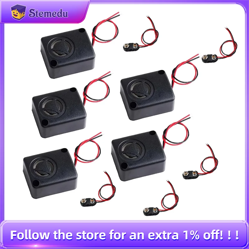 12V DC สีดํา MINI Piezo ALARM ไซเรน 110dB ประกันตู้นิรภัย Anti-Theft ALARM Desibel Buzzer สําหรับรถยนต์ + แบตเตอรี่ 9V หัวเข็มขัด