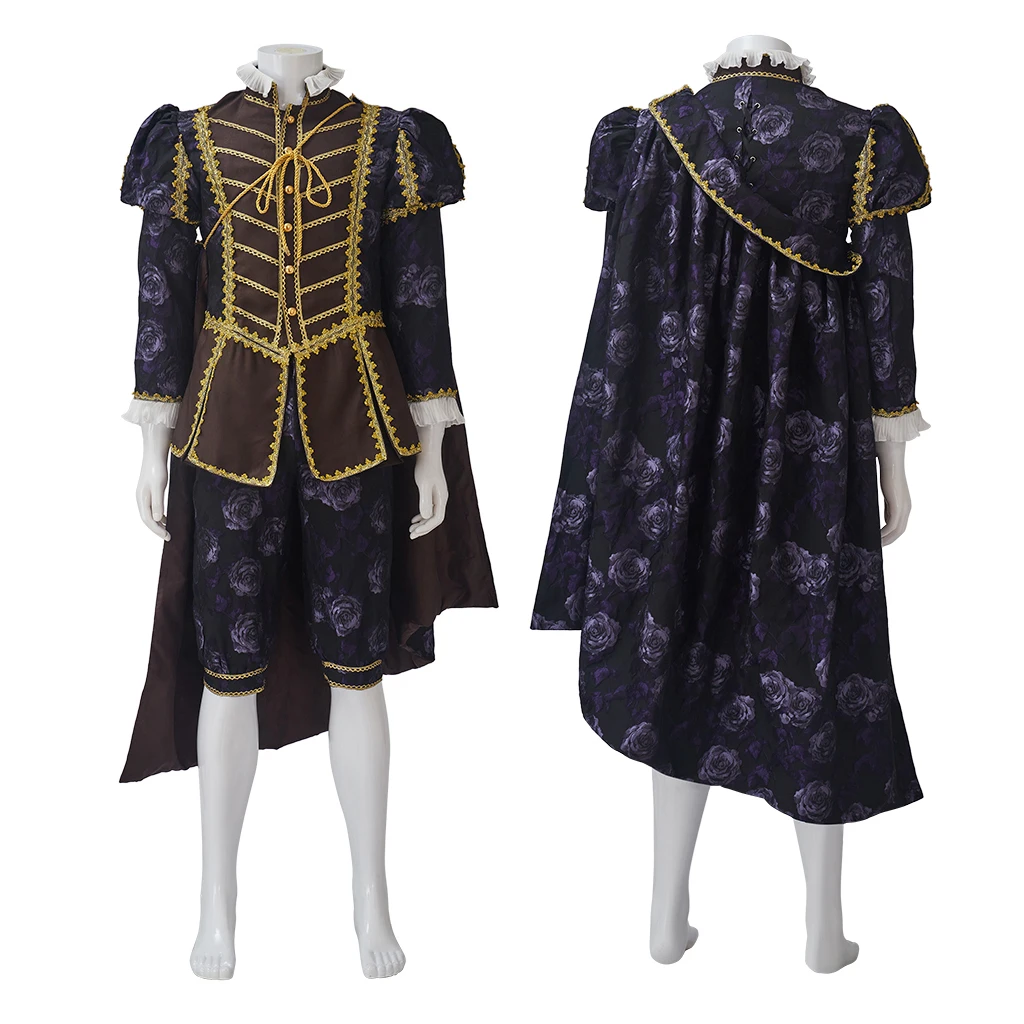 

Tudor Period Cosplay Elizabethan Henry VIII Costume Medieval Renaissance Noble King Prince Rococo Uniform Suit with Cape