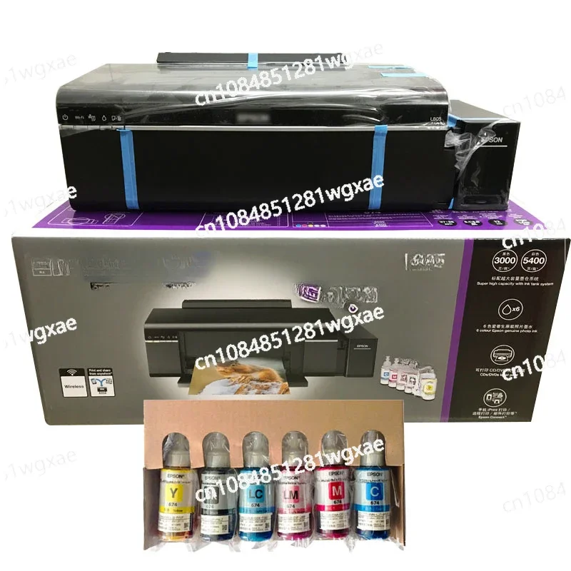 طابعة نافثة للحبر مستمرة بستة ألوان للبيع طابعة نفث الحبر بالأشعة فوق البنفسجية لبطاقة الهوية مقاس A4 مناسبة لإبسون L805