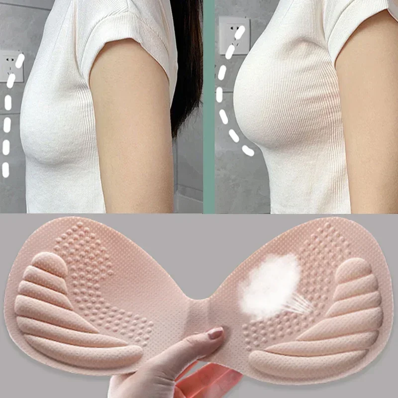 Almohadillas de sujetador de látex para mujer, almohadillas de realce, Invisible y extraíble, relleno de espuma para el pecho