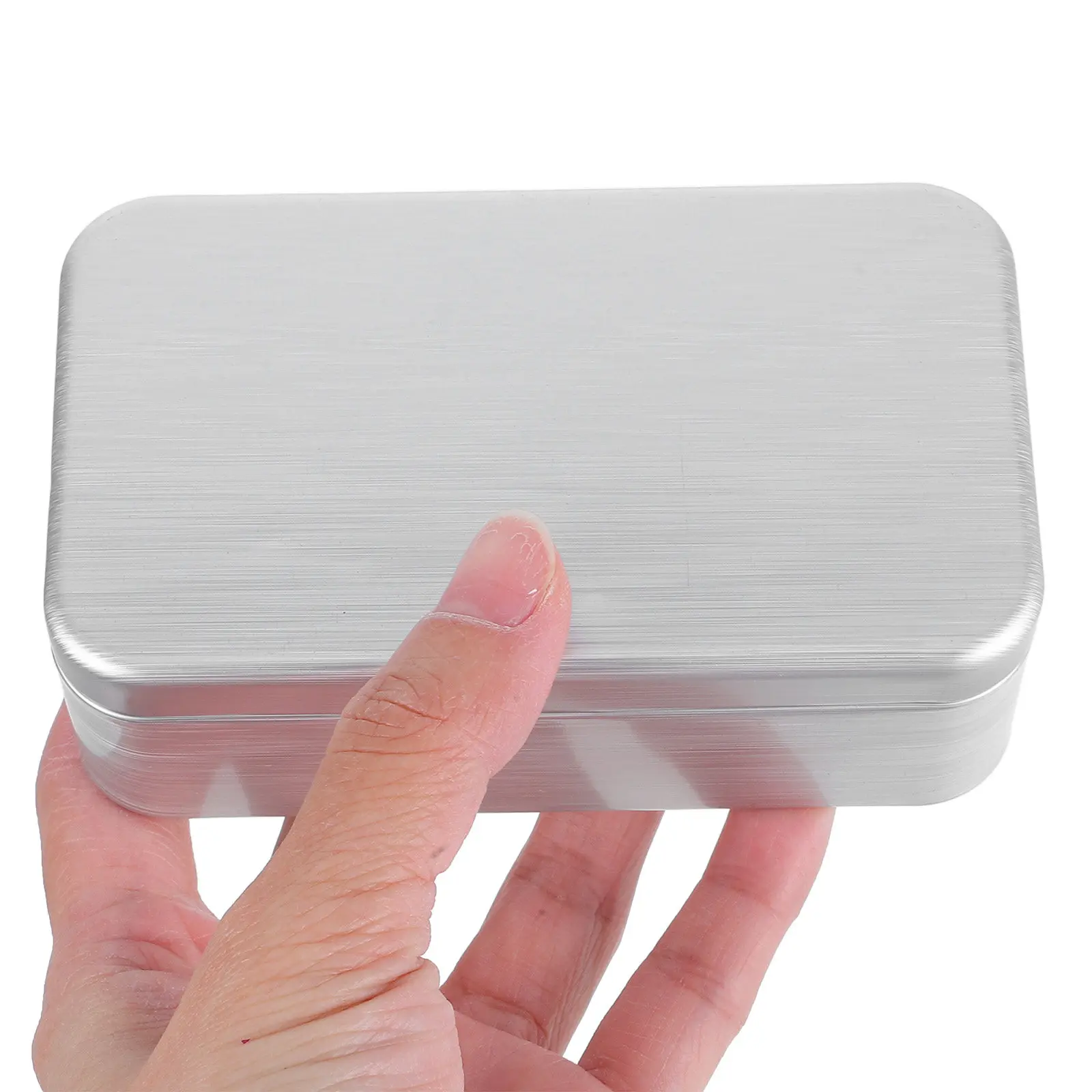 

Набор из 5 прямоугольных матовых жестяных коробочек: компактный портативный органайзер для хранения украшений с откидной крышкой, декоративный металлический футляр