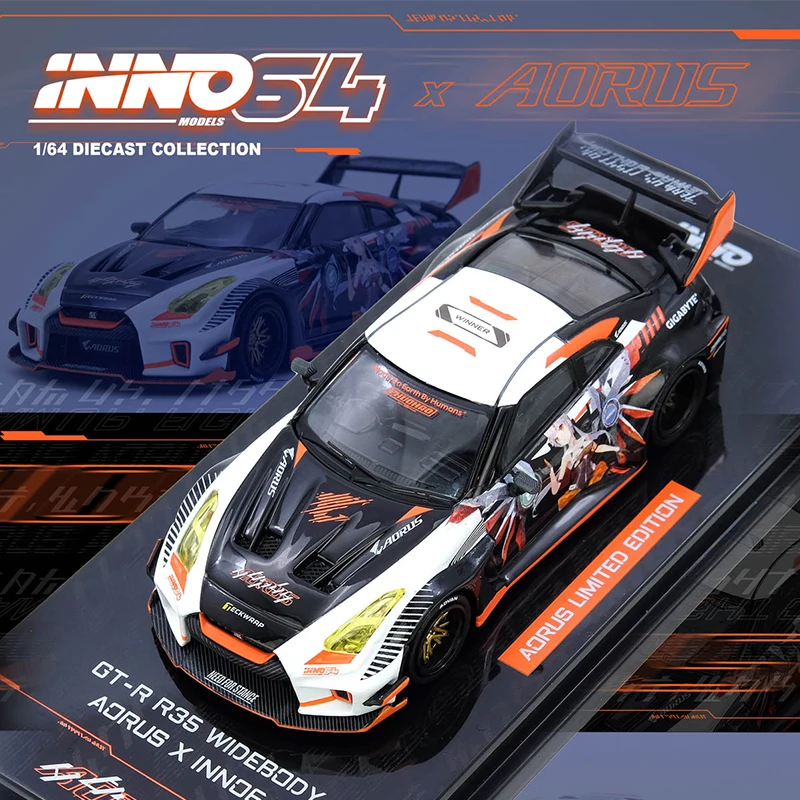 

Предпродажа INNO 1:64 LBWK GTR R35 WIDEBODY AORUS, литая под давлением диорама, коллекция моделей автомобилей, миниатюрные игрушки