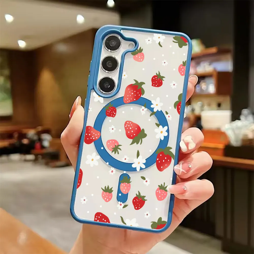 甘いイチゴ柄のマグネット式スマホケース Samsung Ga - Strawberry Huller のレビューと価格
