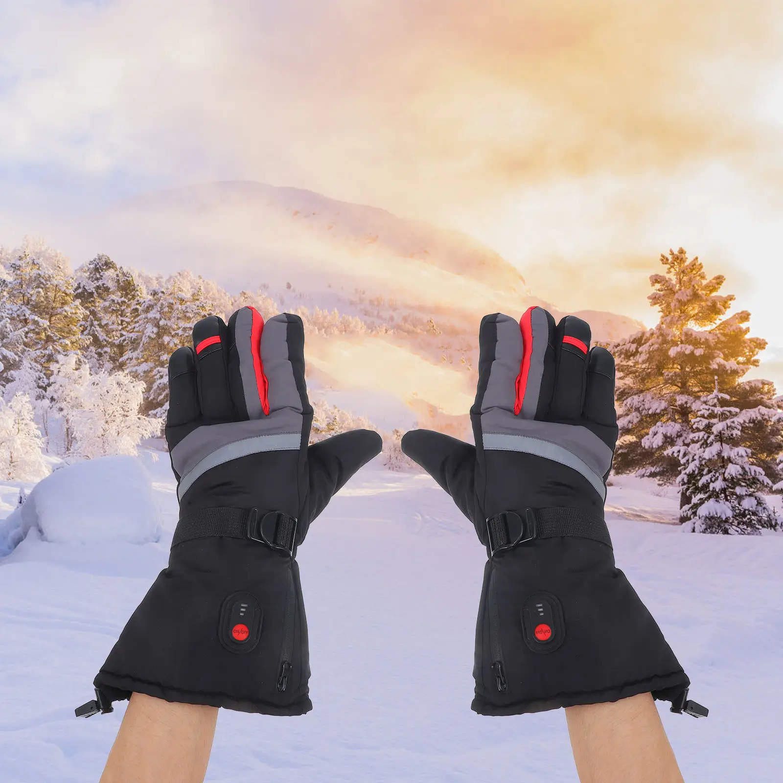 

1 пара перчаток с подогревом, полнопальцевые, с нагревательными элементами, унисекс, зимние, для катания на лыжах, езды на велосипеде, пеших прогулок, термозащитные, ветрозащитные, грелки для рук