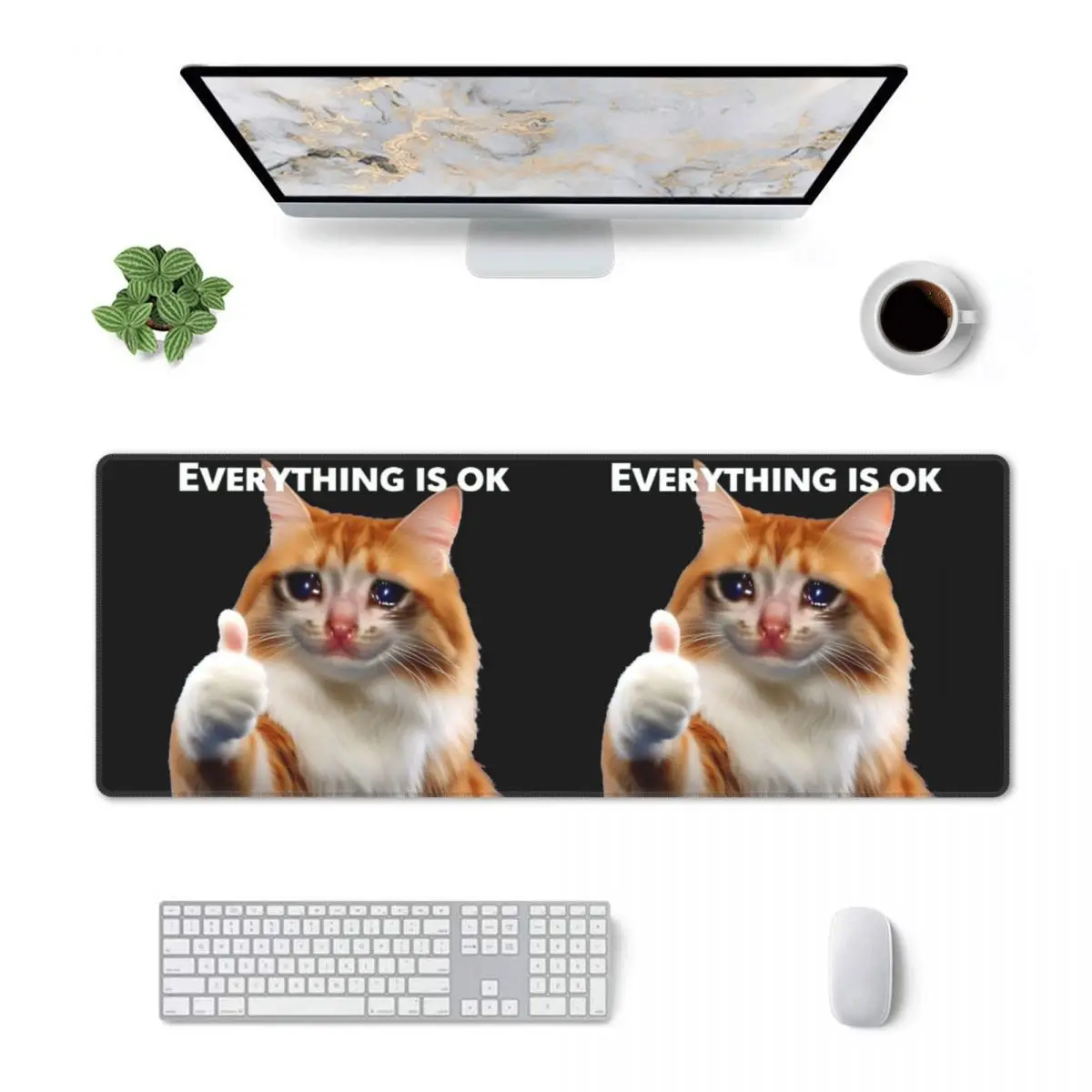 Large Mouse Pad Everything's Ok Crying Cat Memes Gamer PC Laptop Mats Keyboard Carpet Computer Gaming Office Desk Mat