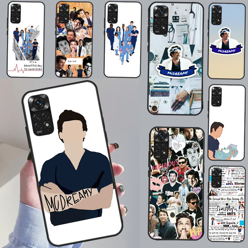 Capa Derek-Shell Grey Anatomy para Redmi, Capa para Note 11, 10, 8, 9, 12 Pro Plus, 11S, 11S, 10S, 9S, 12C, 9C, 10C, 10A