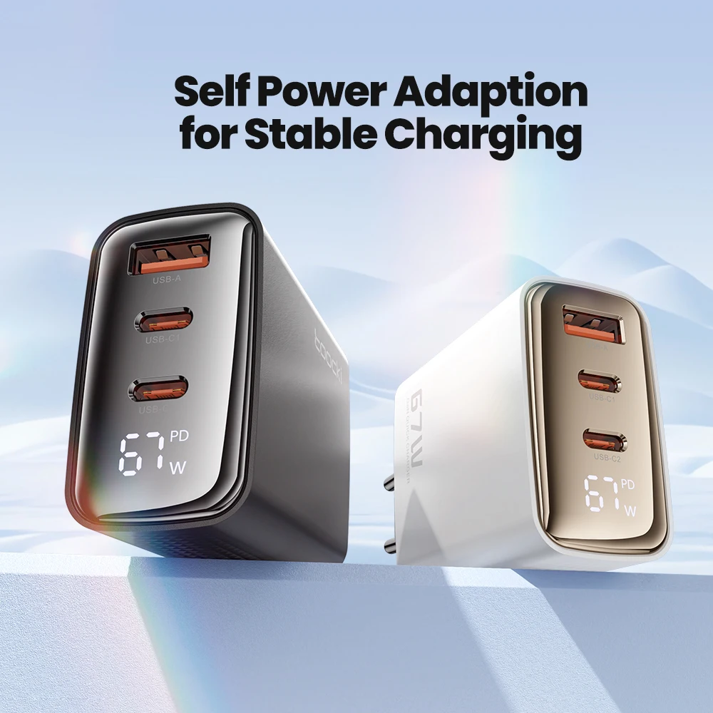 Toocki 67w Charger For Xiaomi iPhone 15 Pro Max Fast Charge Chargers Type C PD Quick Charging Digital Display Cellphones Adapter