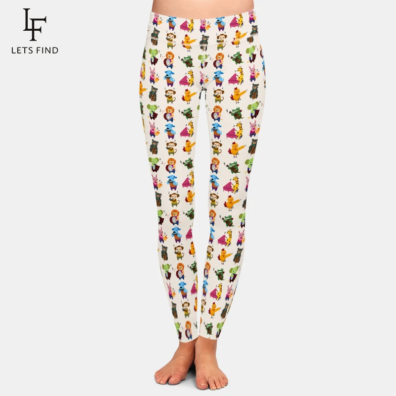 Letsfind moda feminina primavera leggings novo 3d animal padrão de música imprimir cintura alta magro calças fitness