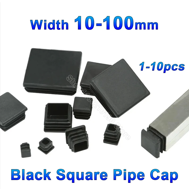 Plastic Square Pipe Plug Blanking End Cap Chair Feet Steel Tube Seal Insert Bung Foot Cover Waterproof