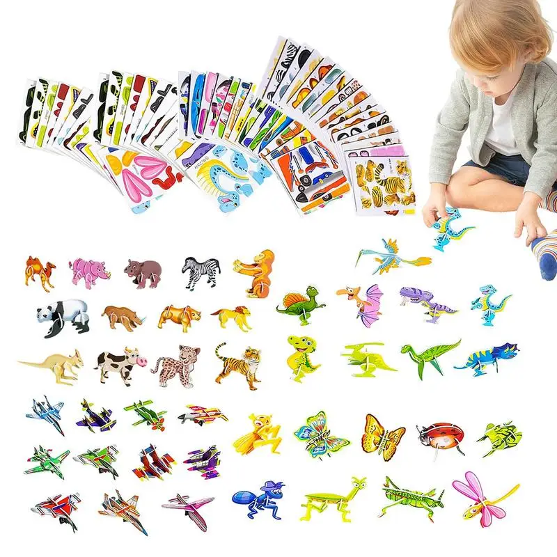 Kid Puzzles 3D Paper Puzzle Toy 100 PCS 3D Puzzle Toy Fine Motor Skill Stem Toys Travel Game Art Crafts For Kids