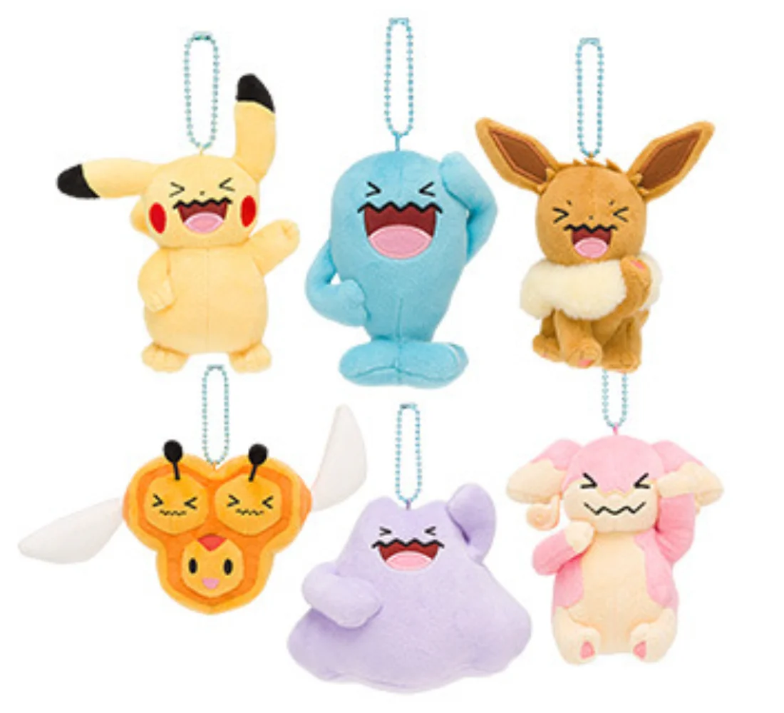 10 Stks/partij Pokemon Pluche Gevulde Hanger Cartoon Eevee Pikachu Wobbuffet Combee Sleutelhanger Sleutelhanger Voor Kids Kinderen Gift