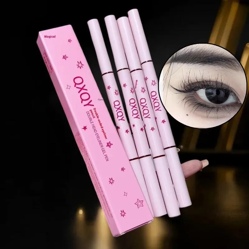 1 Pc Dubbele Hoofd Eyeliner Pen 2 In 1 Natuurlijke Matte Liggen Zijderups Eyeliner Gel Potlood Blijvende Ogen Make cosmetische Gereedschap