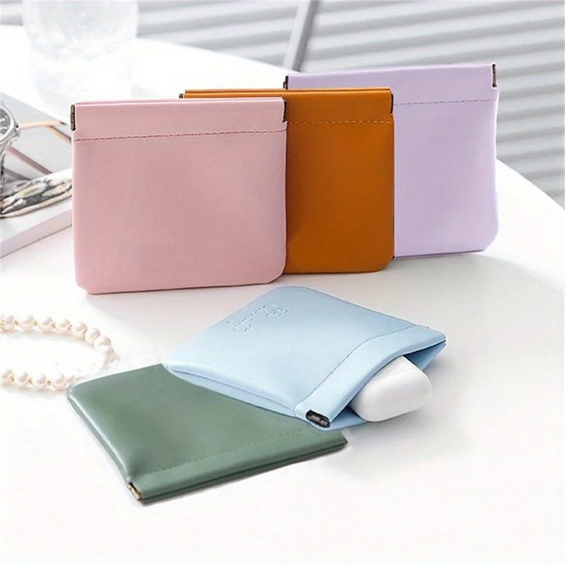 Lipstick Pouch Leather Cable Organizer Bag Sealing Coins Keys Organizer Bag Jewelry Earphone Storage Pouch Pocket Cosmetic Bag