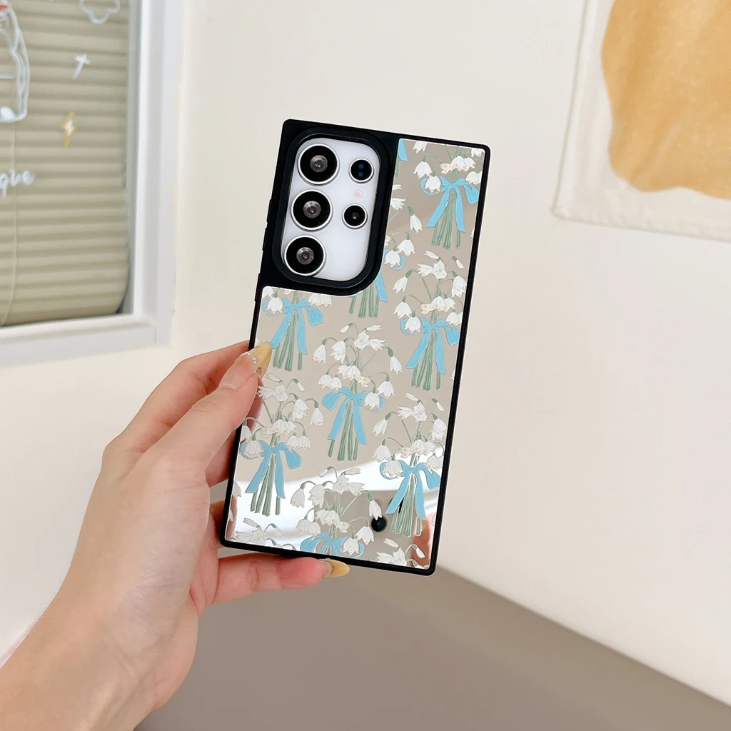 เคสโทรศัพท์กันกระแทก ลายดอกไม้สีสันโรแมนติก หงษ์ขาว สำหรับ Samsung Galaxy S23 S24 S25 Plus Ultra