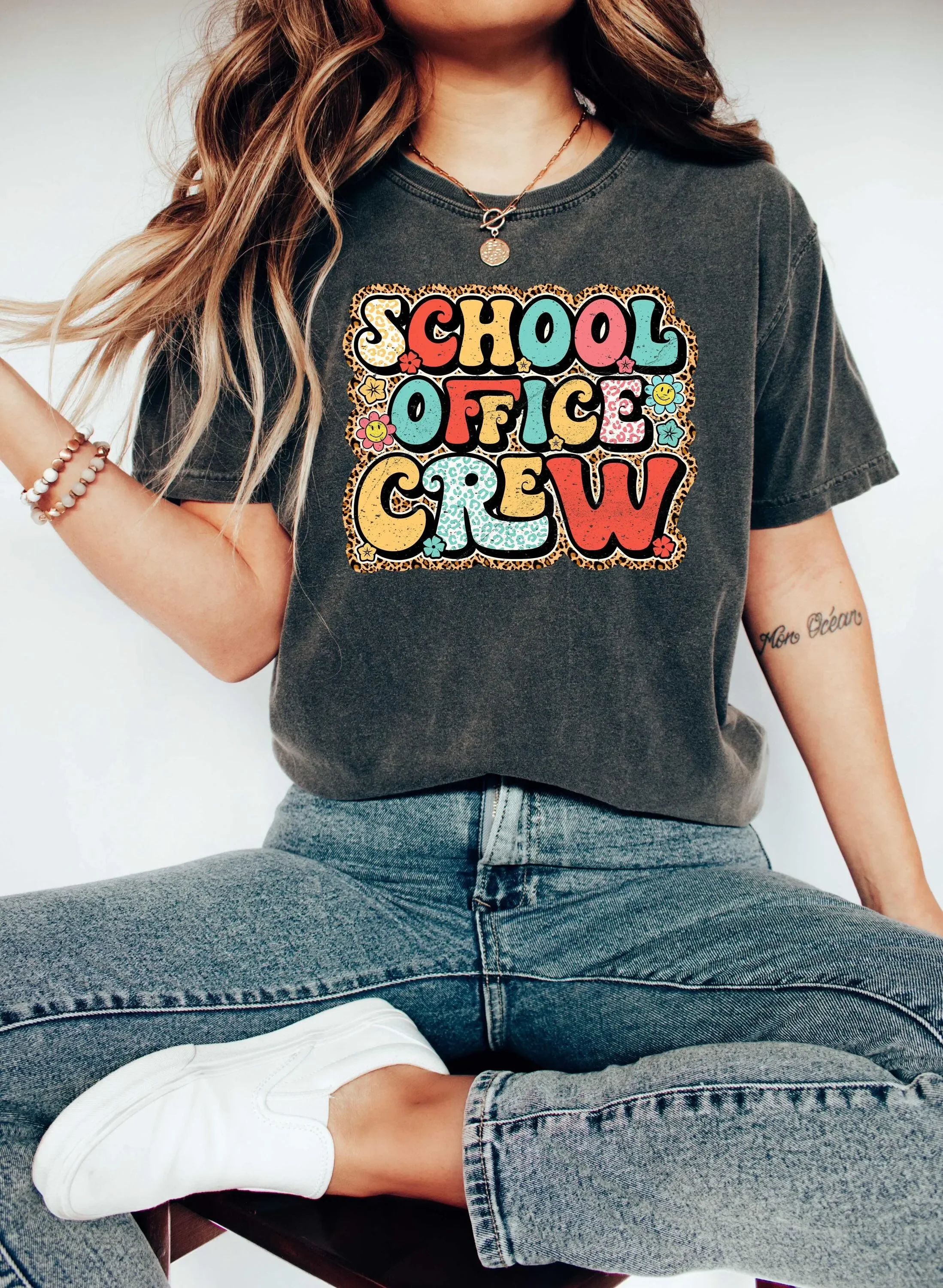 School Office Crew T Shirt for Staff Team Front Admin Squad