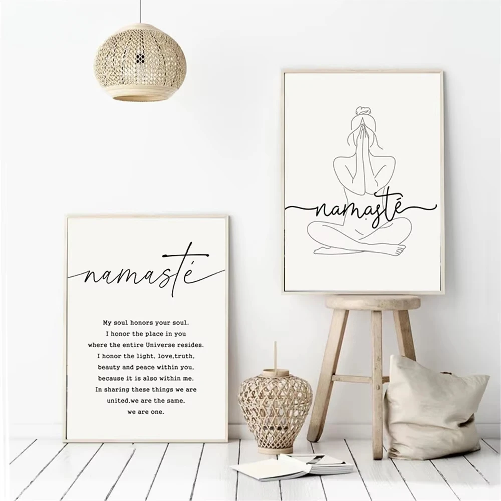 Nude Lines Female Yoga Posters Canvas Paintings Namaste Definitions Wall Art Printing Zen Images Nordic Living Rooms Home Decor