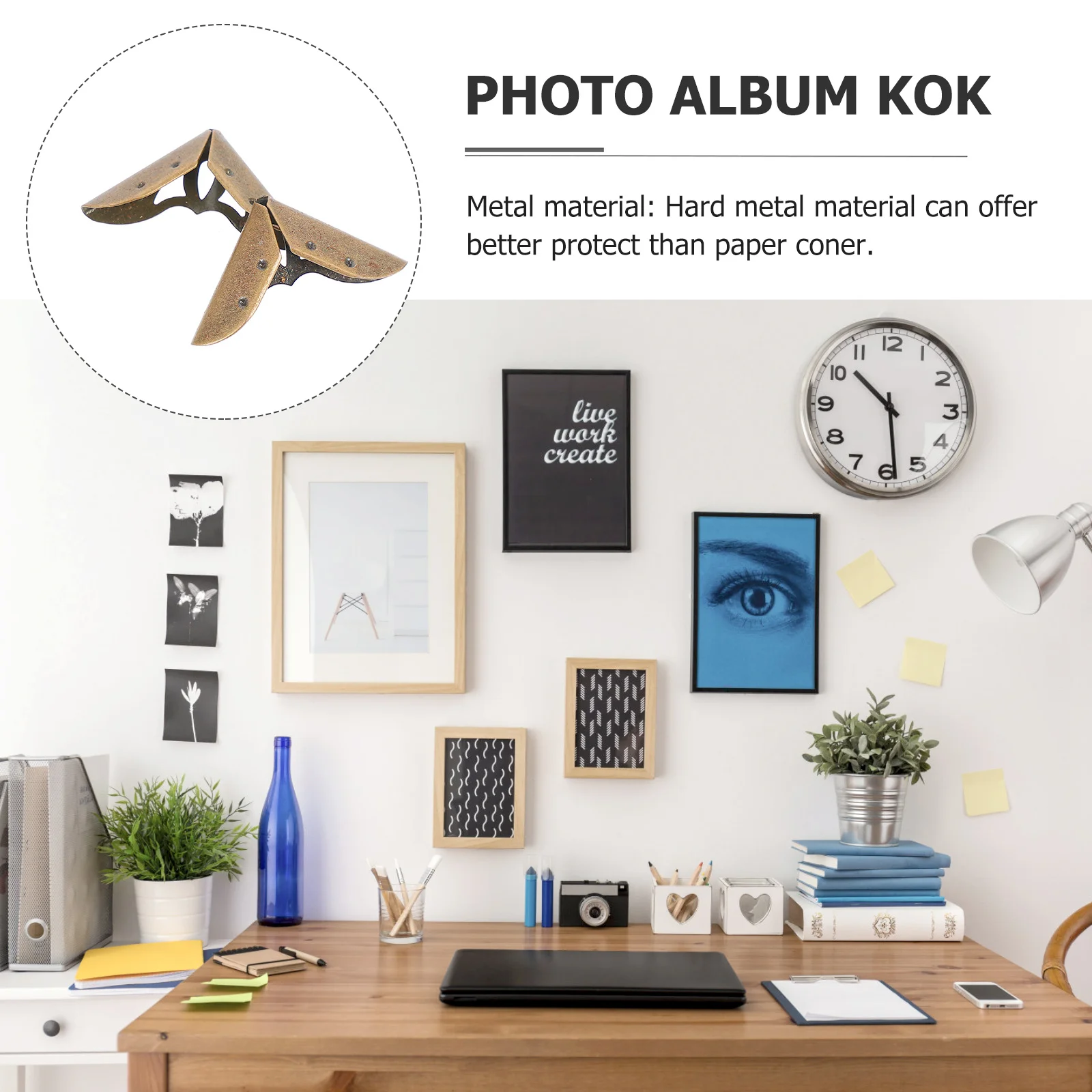 

12Pcs Retro Metal Corner Protector Hollow Out Brass for Notebook Album Scrapbooking Durable Decorative Protection