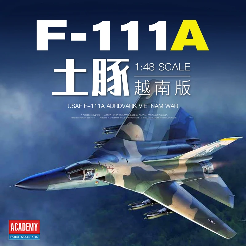 Academy Assembled Aircraft Model Kit 12360 General Dynamics F-111A Aardvark'Vietnam 'Fighter-Bomber 1/48