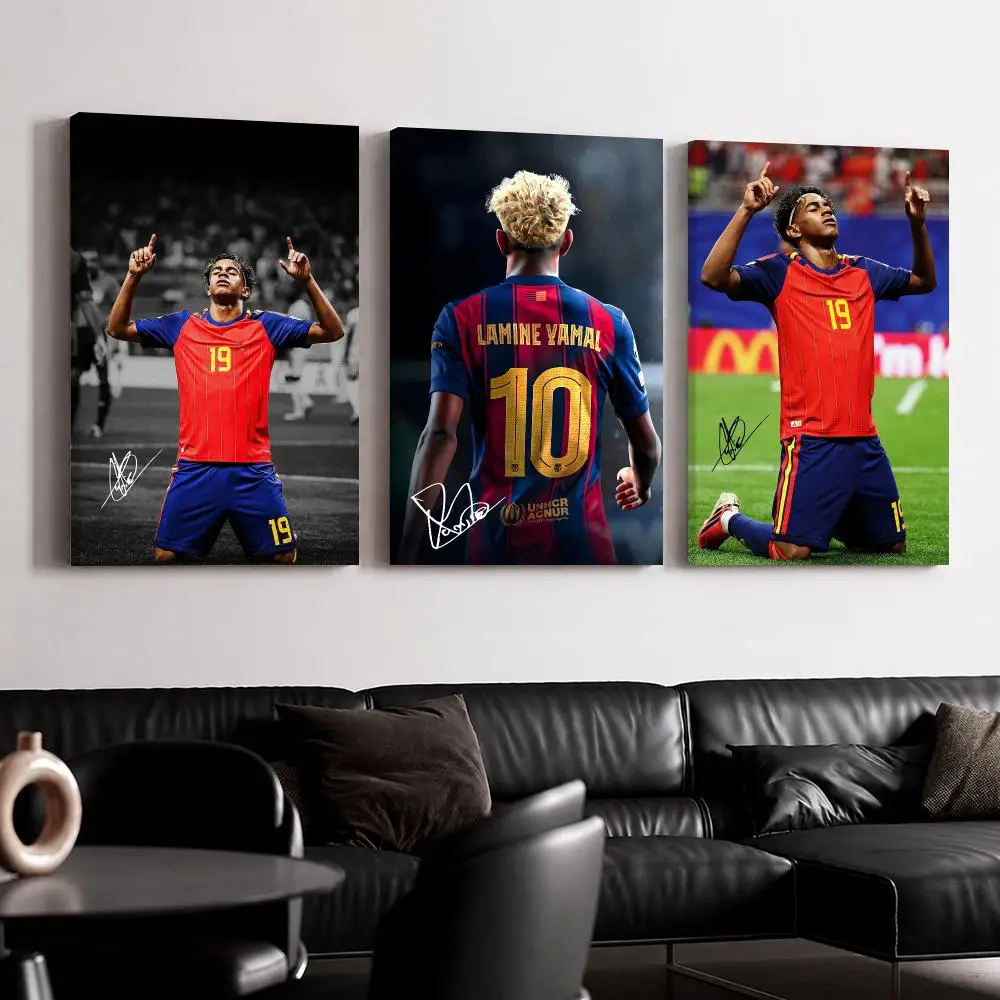Athlete L-Lamine Soccer Y-Yamal Framed Wall Painting Canvas Poster Ready to Hang Wall Art for Bedroom Living Room Home Decor