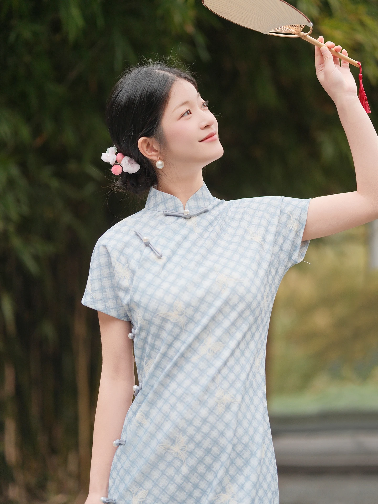 

Jiangnan down New Chinese Sle ort Sve Blue Traditional Young Girl Dr Small Size Retro Design Daily Wear