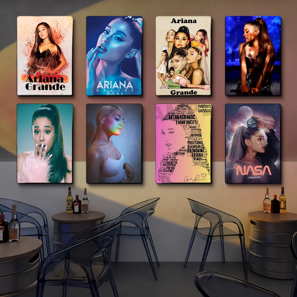 

Singer Ariana-Grande Portrait Vintage Posters Sticky Retro Kraft Paper Sticker DIY Room Bar Cafe Stickers Wall Painting