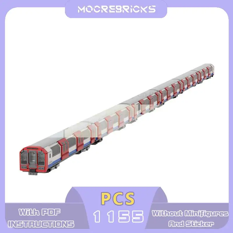 Bloques de Construcción MOC 1992, Tren del Metro, Modelo de Tren Eléctrico Urbano Moderno, Rojo, Blanco y Azul, Ladrillos de Vagón, Regalo para Adultos
