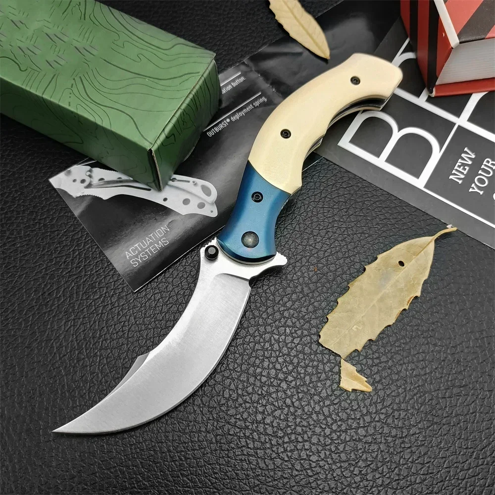 7465Z Ritual Compact 8Cr13Mov Blade Brown Linen/G10 Handle Flipper Assisted Folding Pocket Knife Outdoor Camping EDC Tool