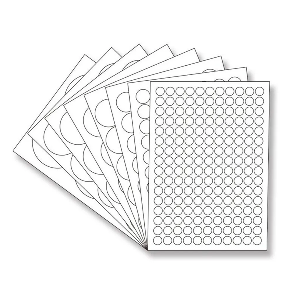 ملصق لاصق دائري غير لامع مقاس A4، ملصقات ذاتية اللصق قابلة للطباعة مقاس A4، ملصقات مستديرة بيضاء للطابعة النفاثة للحبر بالليزر