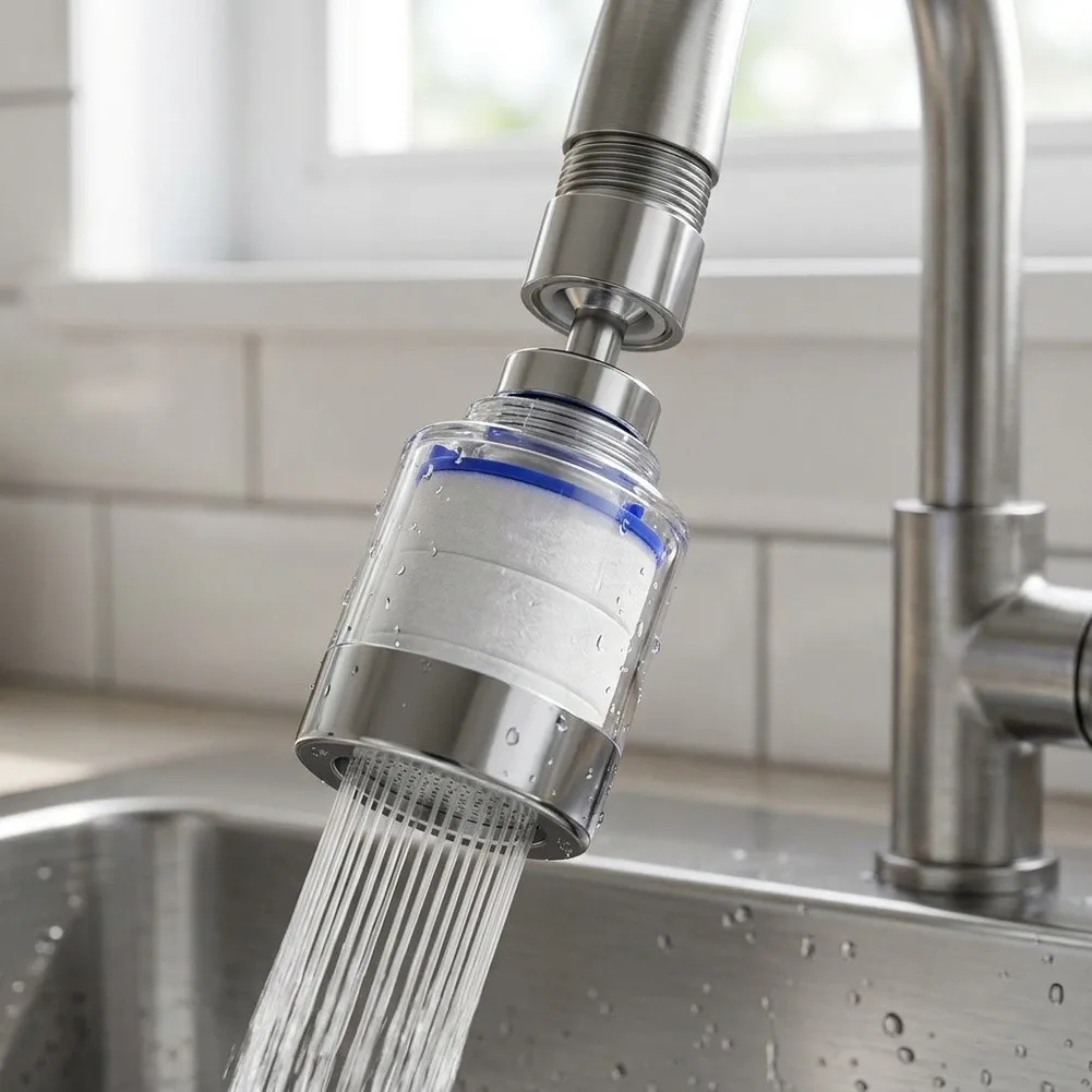 Rotating Faucet Water Filter Cartridge Compatible with Standard Kitchen Faucets Removes 99.9 Percent of Calcium and Heavy Metals