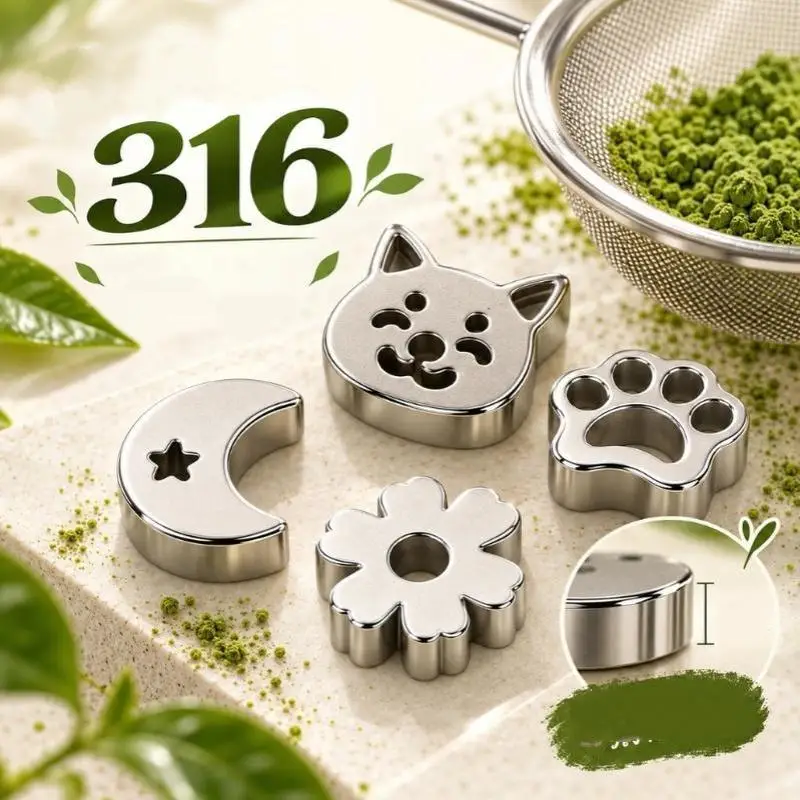 Matcha Powder Sifter 316 Stainless Steel Mesh Sieve Multi-collection Design for Cocoa Flour Matcha Sifting Baking