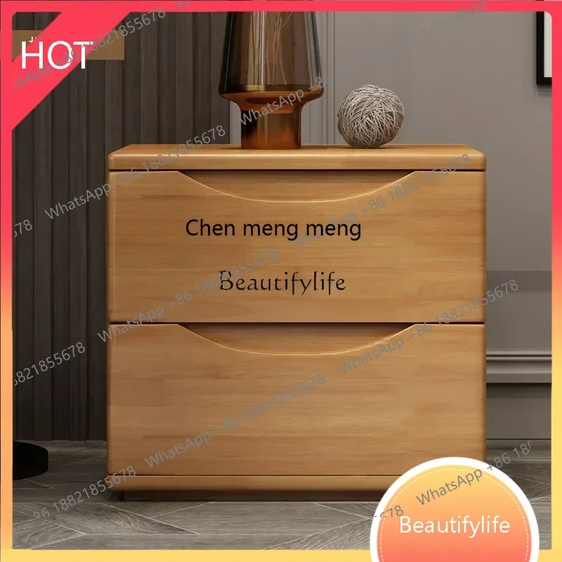 style NEWAll solid wood bedside table, Nordic storage, Japanese-style storage, mini side two-draw low cabinet ss 8617